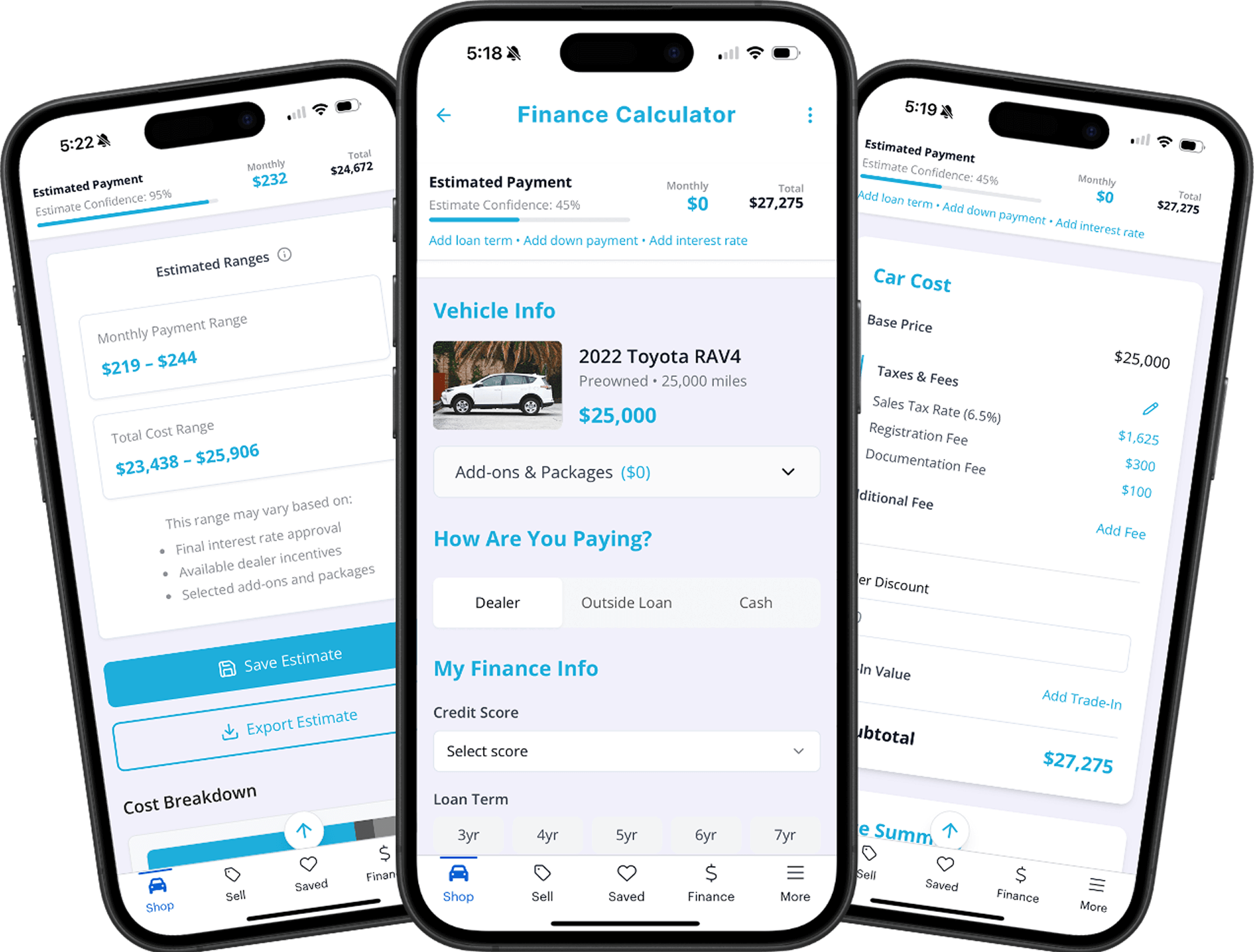 Screenshot of CarGurus finance calculator prototype