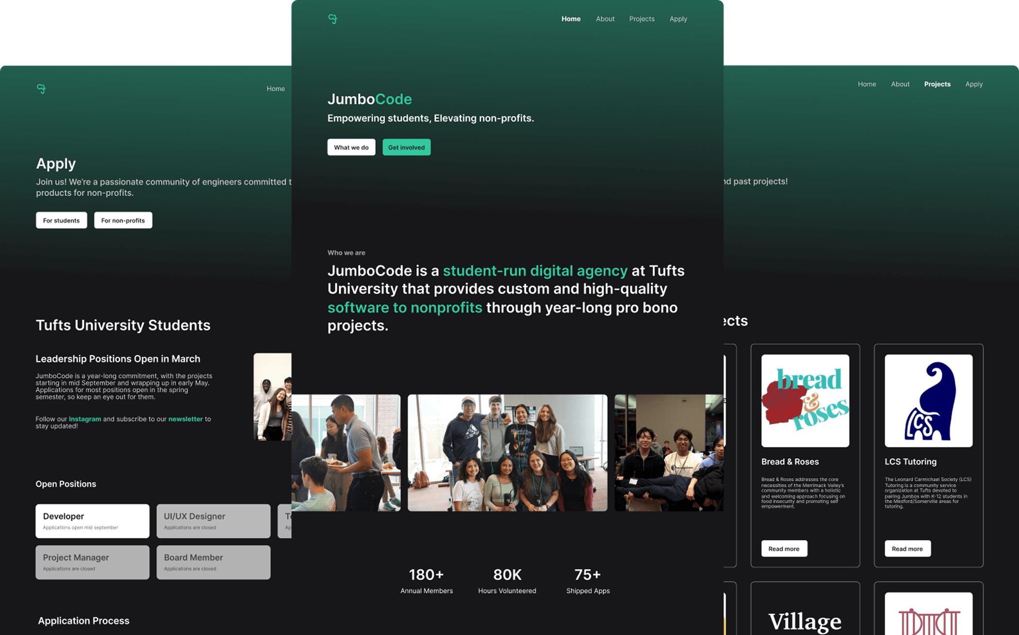 Screenshot of JumboCode redesign