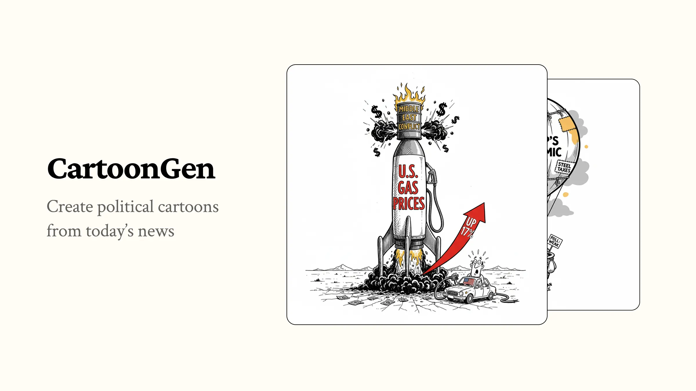 CartoonGen - political cartoons from news headlines