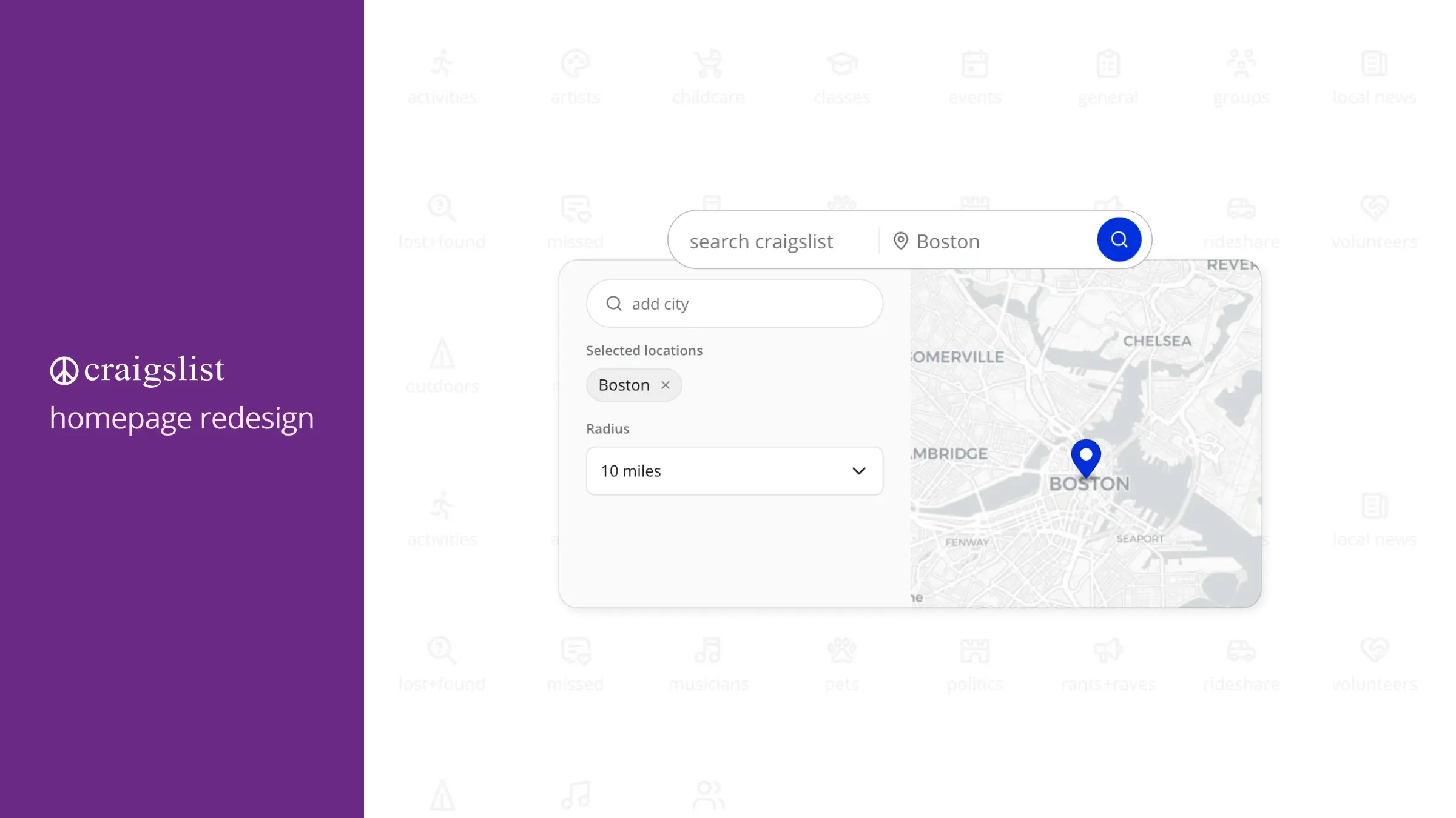 Craigslist Redesign homepage
